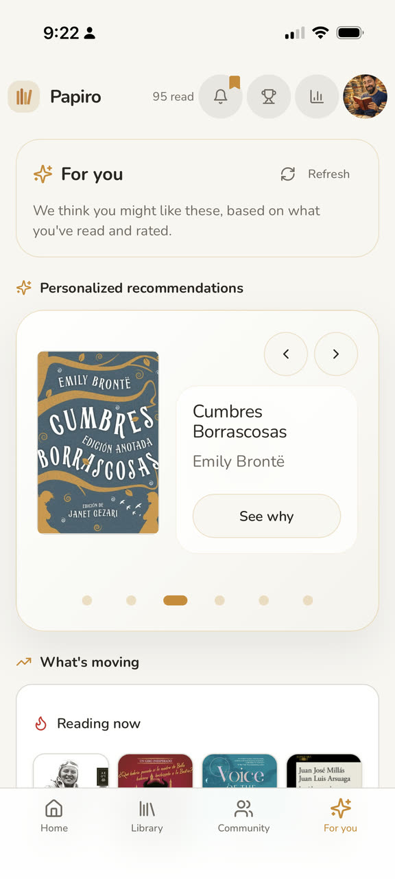 Personalized recommendations and community trends