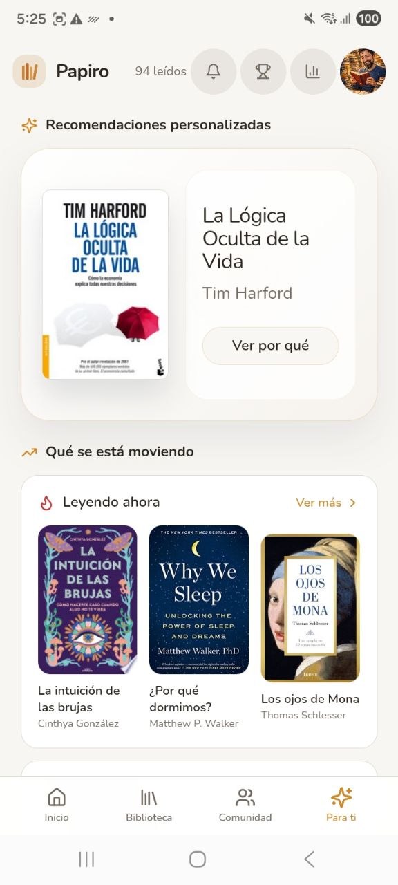 Recomendaciones personalizadas de Papiro