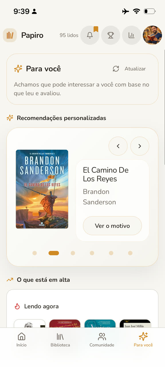 Recomendações personalizadas e tendências da comunidade